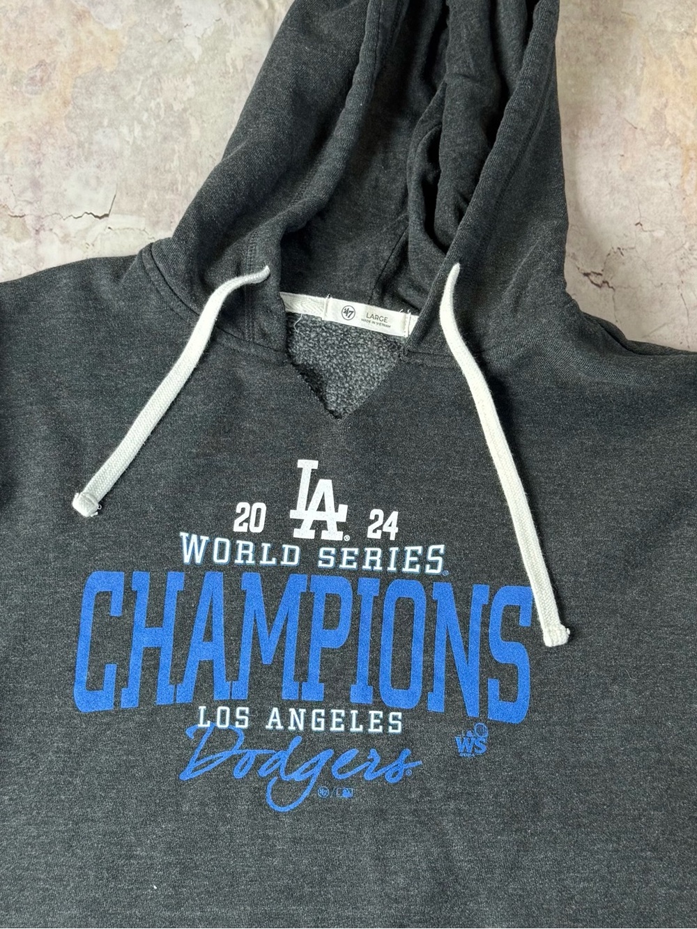 47 Brand 2024 World Series Los Angeles Dodgers Champions Hoodie Size Large